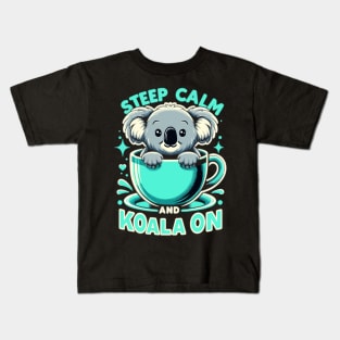 Keep Calm & Koala On: Tea Time Tranquility Kids T-Shirt